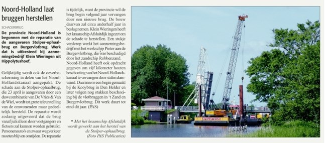 Schuttevaer 23 juni 2012: Noord-Holland laat bruggen herstellen