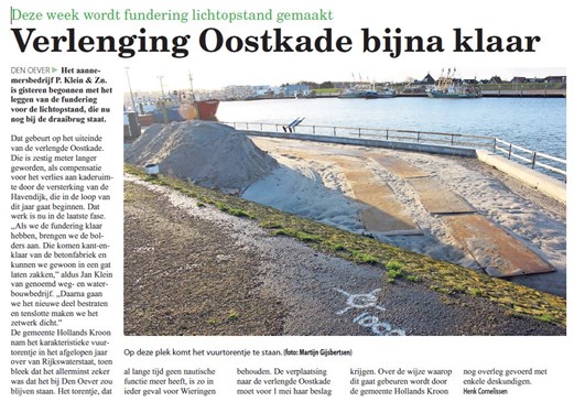 Artikel Oostkade in Wieringer Courant 10 januari 2017